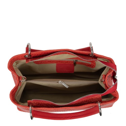 Geanta piele rosie impletita GF1616