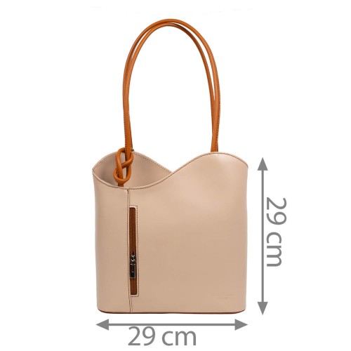 Geanta piele bej/maro GF1652