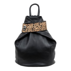 Rucsac piele negru imprimeu paisley GF1655