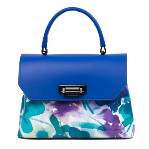 Geanta piele turcoaz imprimeu floral GF1659