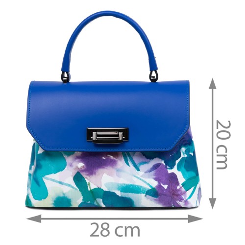 Geanta piele turcoaz imprimeu floral GF1659