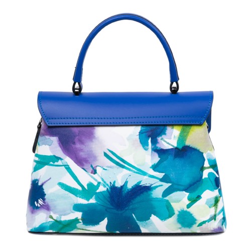 Geanta piele turcoaz imprimeu floral GF1659