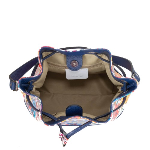 Geanta piele bleumarin imprimeu floral GF1677