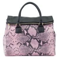 Geanta piele roz/ negru cu imprimeu  GF168