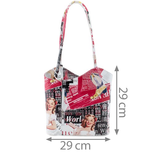 Geanta piele imprimeu ziar GF176