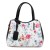 Geanta piele imprimeu floral alb/negru GF1773