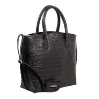 Geanta piele imprimeu crocodil negru GF1791 