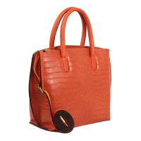Geanta piele imprimeu crocodil oranj GF1794