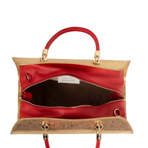 Geanta piele rosie/auriu GF1816