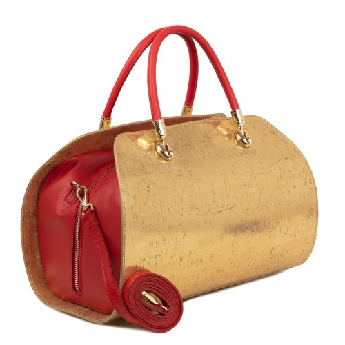 Geanta piele rosie/auriu GF1816