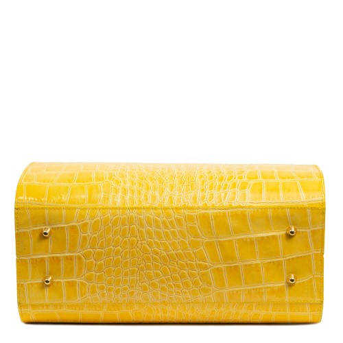 Geanta piele galbena/imprimeu crocodil GF1817