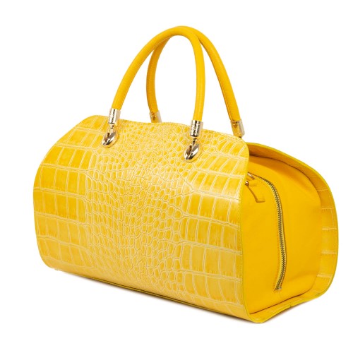 Geanta piele galbena/imprimeu crocodil GF1817