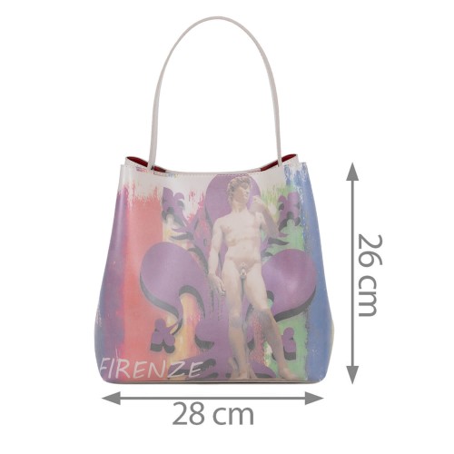 Geanta piele bej cu imprimeu GF1865