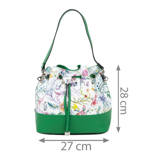 Geanta piele verde imprimeu floral GF1916