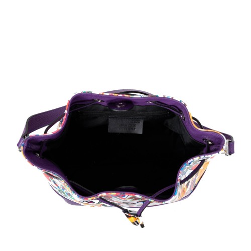 Geanta piele mov/imprimeu floral GF1919