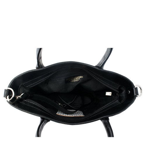 Geanta piele alba cu buline negre GF193