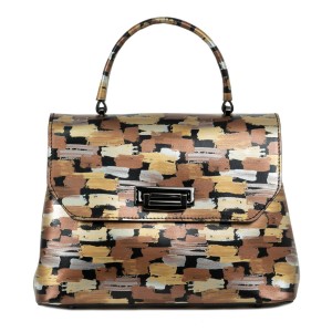 Geanta piele naturala multicolor aurie GF2023