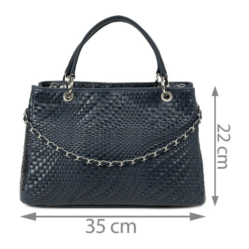 Geanta piele bleumarin impletita GF2073