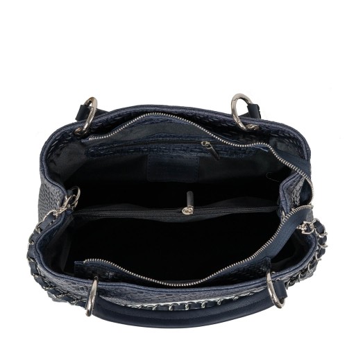 Geanta piele bleumarin impletita GF2073