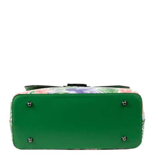 Geanta piele verde flori mari GF2087
