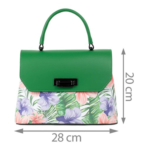 Geanta piele verde flori mari GF2087