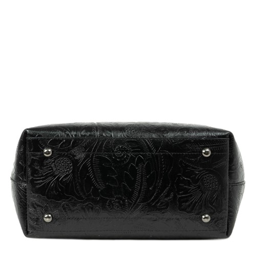 Geanta piele neagra imprimeu gravat GF2116