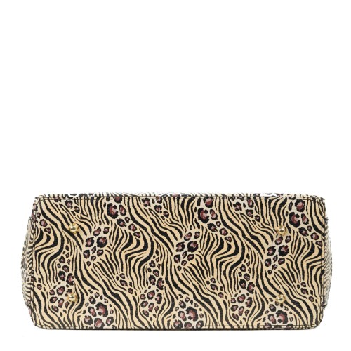 Geanta piele animal print bej negru GF2125
