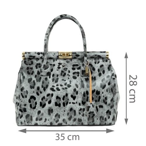 Geanta piele animal print gri negru GF2126
