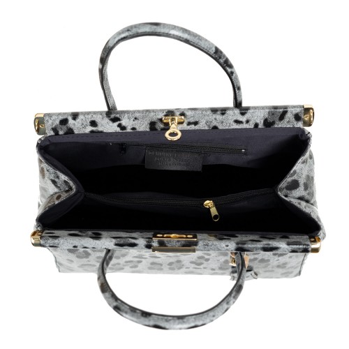 Geanta piele animal print gri negru GF2126