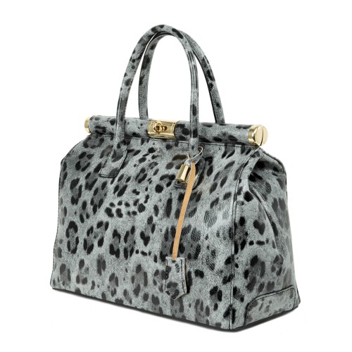 Geanta piele animal print gri negru GF2126