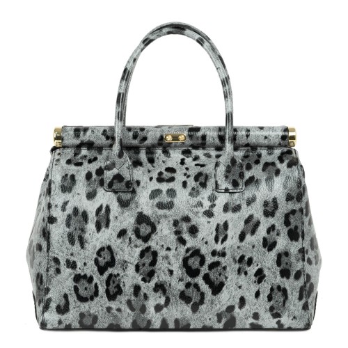 Geanta piele animal print gri negru GF2126