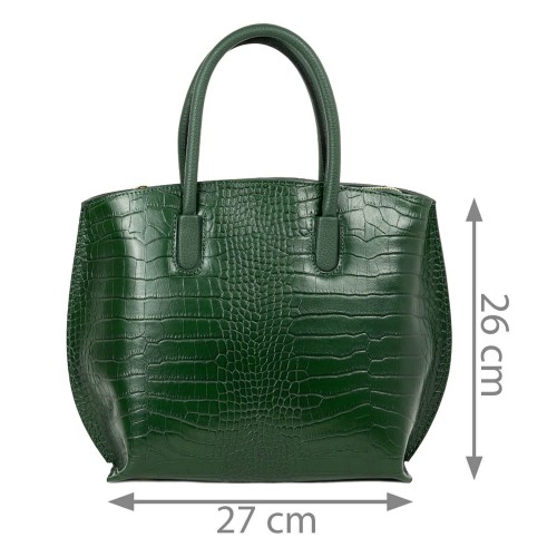 Geanta dama piele verde imprimeu crocodil GF2196