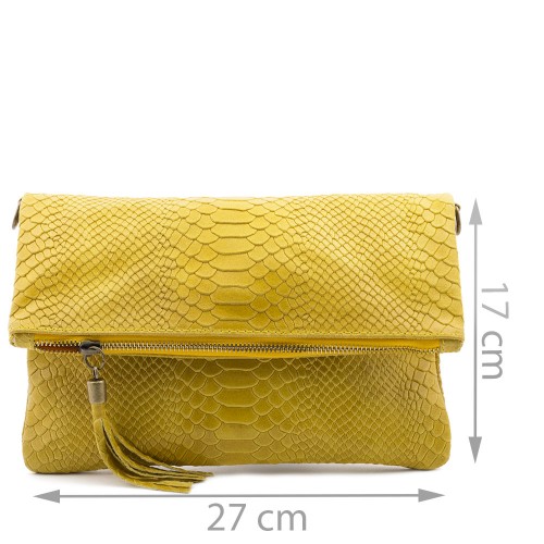 Plic piele galben cu ciucuri Model GF225