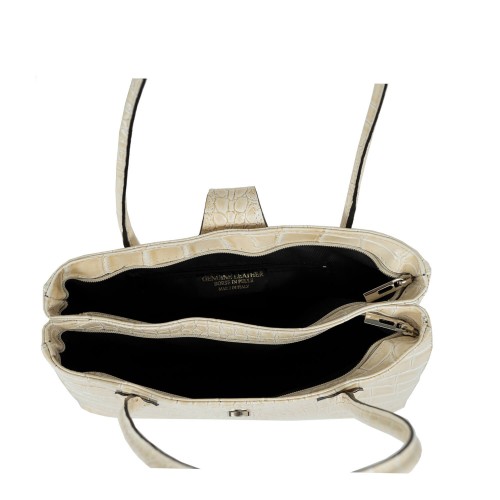 Geanta piele lacuita crem GF2254