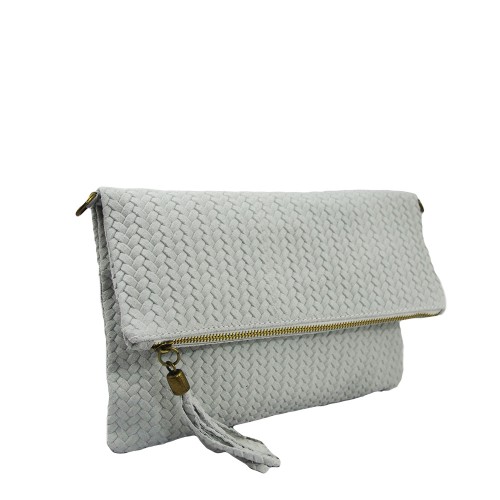Plic piele gri cu ciucuri Model GF228