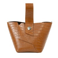 Gentuta piele maro cu imprimeu crocodil GF2323