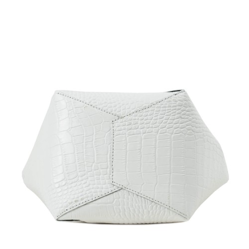 Gentuta piele alba cu imprimeu crocodil GF2324