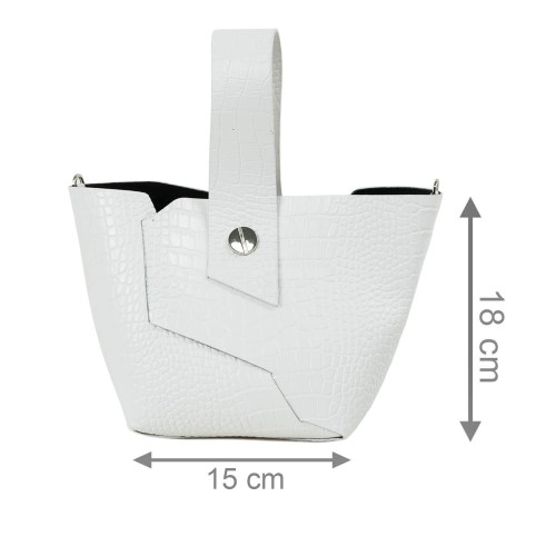 Gentuta piele alba cu imprimeu crocodil GF2324