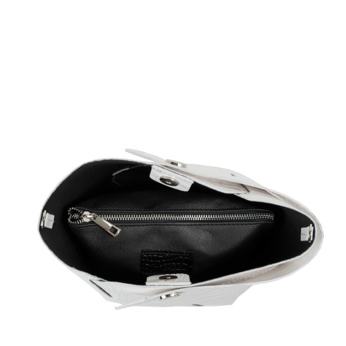 Gentuta piele alba cu imprimeu crocodil GF2324