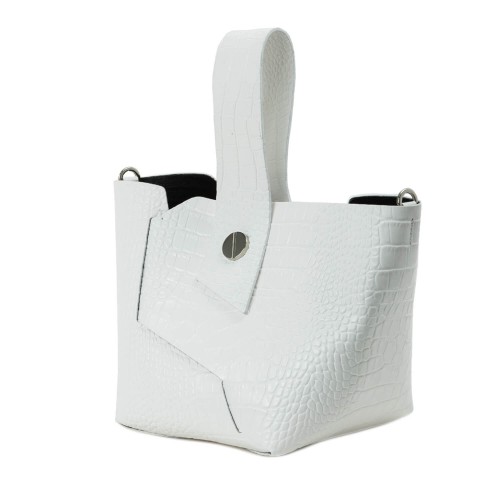 Gentuta piele alba cu imprimeu crocodil GF2324