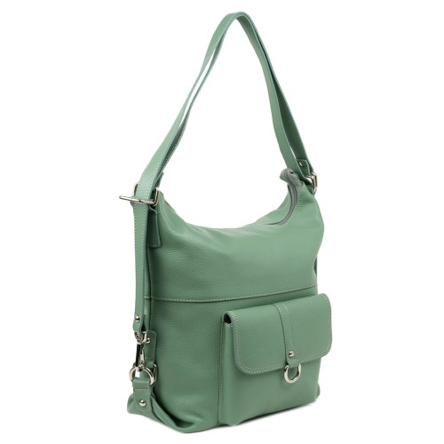 Geanta piele verde fistic tip rucsac GF2353