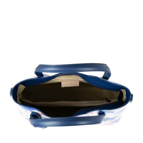 Geanta piele albastru/alb imprimeu GF2369