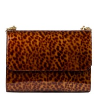 Gentuta dama piele lucioasa maro coniac animal print GF2438