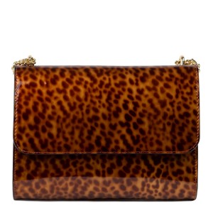 Gentuta dama piele lucioasa maro coniac animal print GF2438