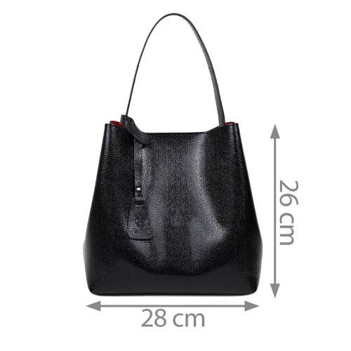 Geanta piele lucioasa neagra GF2502