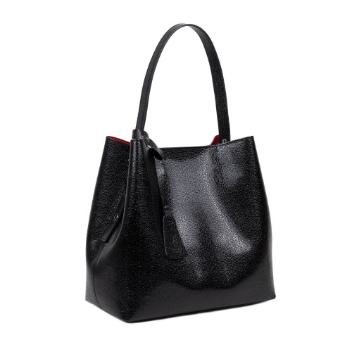Geanta piele lucioasa neagra GF2502