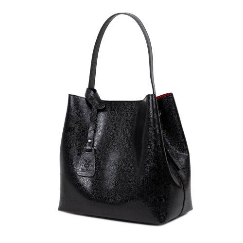 Geanta piele lucioasa neagra GF2502