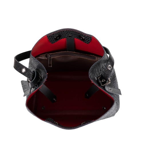 Geanta piele neagra cu imprimeu GF2506