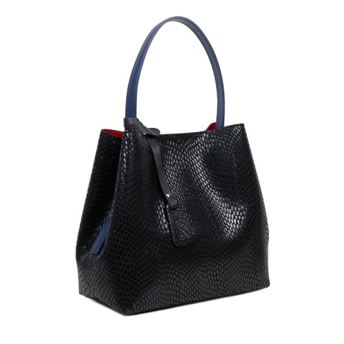 Geanta piele neagra cu imprimeu GF2506