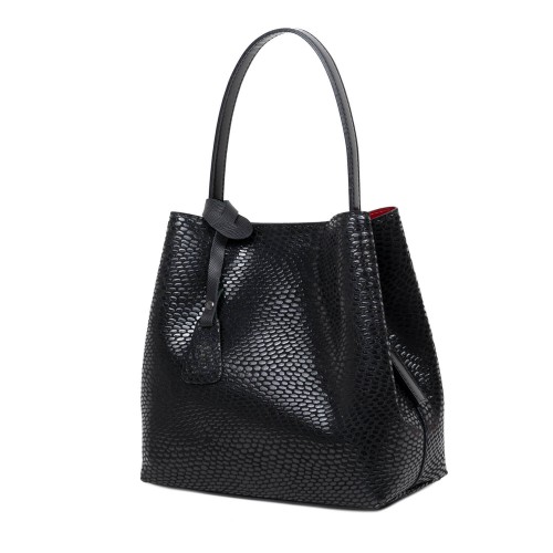Geanta piele neagra cu imprimeu GF2506